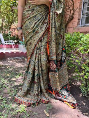 Classic Natural Ajrakh Modal Silk Sarees (13)