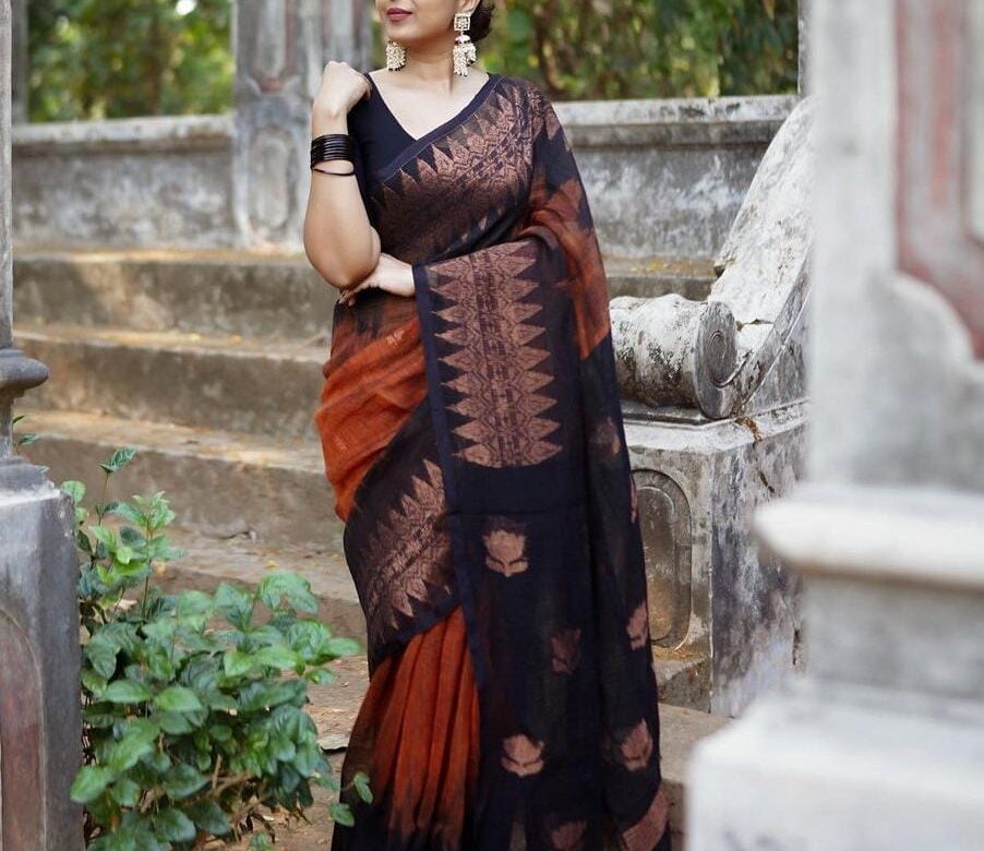 Exclusive Linen Jamhani Sarees With Blouse (16)