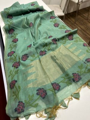 Handloom Woven Linen Tussar Fancy Sarees (11)