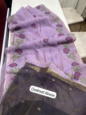 Handloom Woven Linen Tussar Fancy Sarees (16)