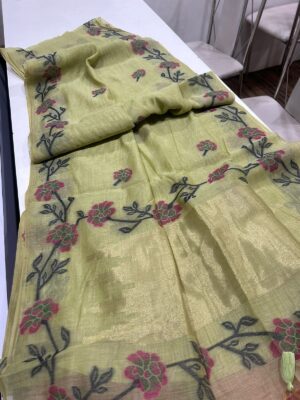 Handloom Woven Linen Tussar Fancy Sarees (18)