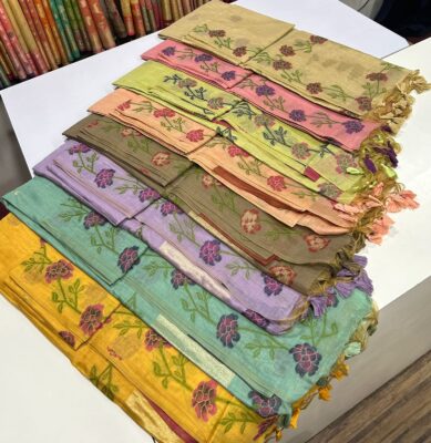 Handloom Woven Linen Tussar Fancy Sarees (2)