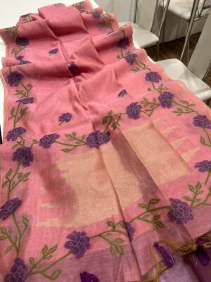 Handloom Woven Linen Tussar Fancy Sarees (24)
