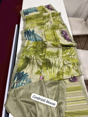 Soft Linen Tussar Sarees With Prints (13)