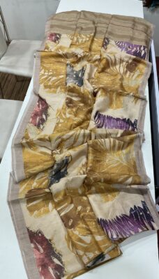 Soft Linen Tussar Sarees With Prints (4)