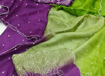 Beautiful Pure Gachi Tussar With Chikankari Knot Work (11)