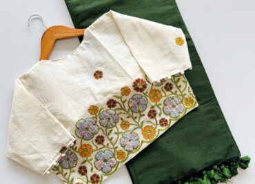 Beautiful Khadi Cotton Sarees With Stitched Blouse (12)