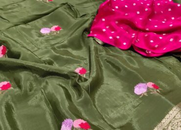 Chinnon Silk Sarees With Contrast Blouse (4)