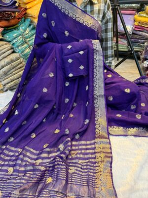 Beautiful Zari Weaving Chinnon Sarees (1)