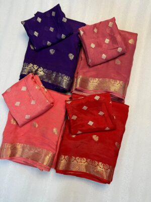 Beautiful Zari Weaving Chinnon Sarees (10)