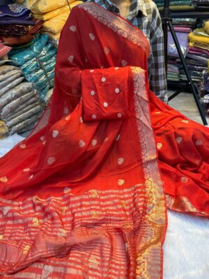 Beautiful Zari Weaving Chinnon Sarees (2)