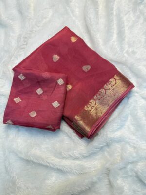 Beautiful Zari Weaving Chinnon Sarees (4)
