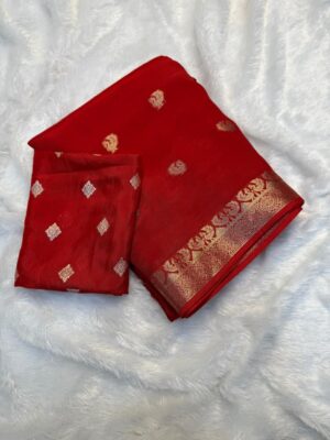 Beautiful Zari Weaving Chinnon Sarees (6)