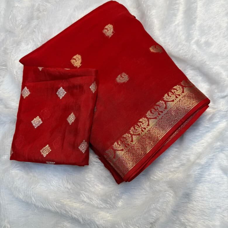 Beautiful Zari Weaving Chinnon Sarees (6)