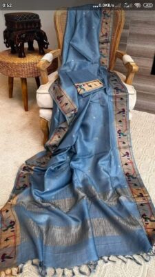 Embroidary Work Tussar Pure Silk Sarees (1)