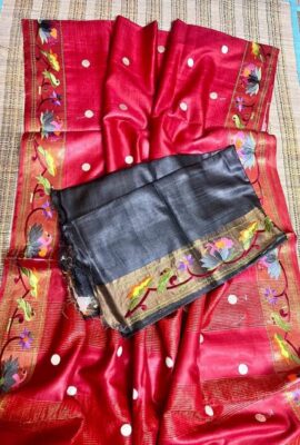 Embroidary Work Tussar Pure Silk Sarees (3)