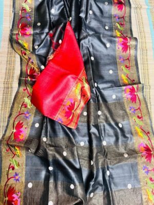 Embroidary Work Tussar Pure Silk Sarees (4)