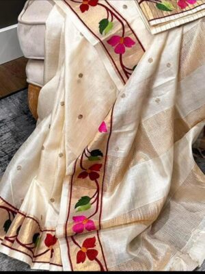 Embroidary Work Tussar Pure Silk Sarees (6)