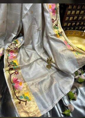 Embroidary Work Tussar Pure Silk Sarees (7)