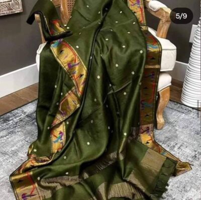 Embroidary Work Tussar Pure Silk Sarees (9)