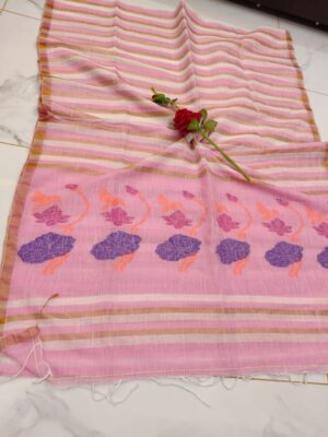 Exclusive Hand Weaving Linen Jamdhani Sarees (1)