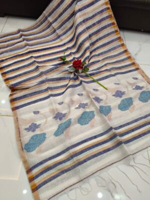 Exclusive Hand Weaving Linen Jamdhani Sarees (2)