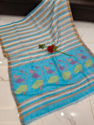 Exclusive Hand Weaving Linen Jamdhani Sarees (4)