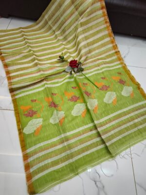 Exclusive Hand Weaving Linen Jamdhani Sarees (5)