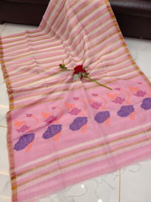 Exclusive Hand Weaving Linen Jamdhani Sarees (6)