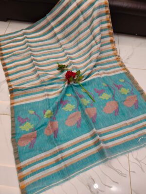 Exclusive Hand Weaving Linen Jamdhani Sarees (7)
