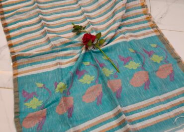 Exclusive Hand Weaving Linen Jamdhani Sarees (7)