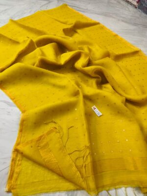 Exclusive Pure Muslin Sequence Hand Weaving Sarees (11)