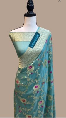 Pure Khaddi Georgette Sarees With Blouse (1)