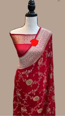 Pure Khaddi Georgette Sarees With Blouse (10)