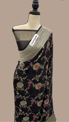 Pure Khaddi Georgette Sarees With Blouse (11)