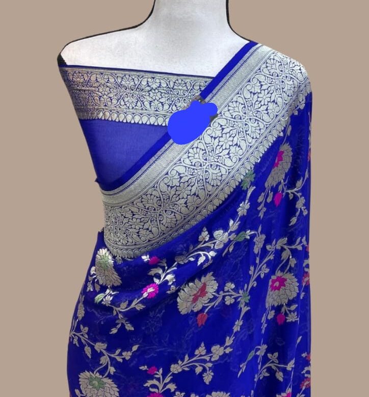Pure Khaddi Georgette Sarees With Blouse (14)
