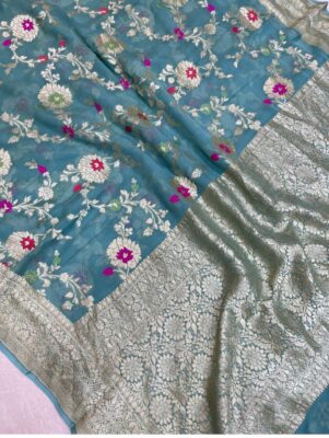 Pure Khaddi Georgette Sarees With Blouse (6)