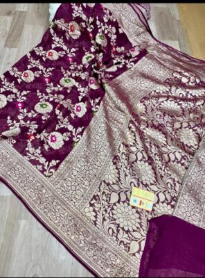 Pure Khaddi Georgette Sarees With Blouse (8)