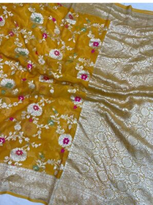 Pure Khaddi Georgette Sarees With Blouse (9)