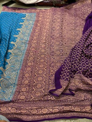 Pure Khadi Crepe Sarees With Blouse (12)