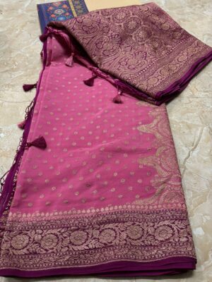Pure Khadi Crepe Sarees With Blouse (3)