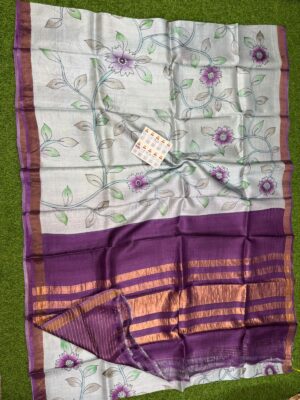 Pure Tussar Silk Sarees With Printed Design (18)
