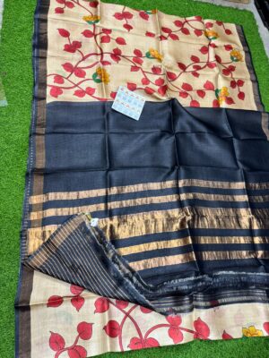 Pure Tussar Silk Sarees With Printed Design (19)