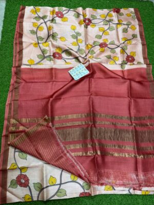 Pure Tussar Silk Sarees With Printed Design (2)