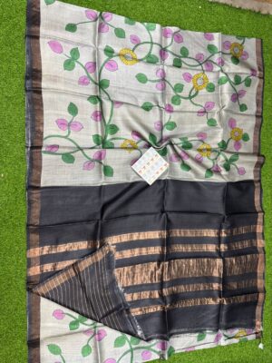 Pure Tussar Silk Sarees With Printed Design (3)