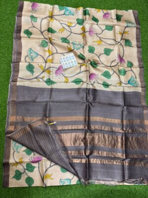 Pure Tussar Silk Sarees With Printed Design (4)