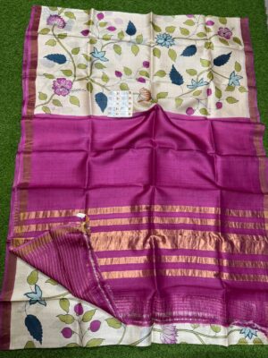 Pure Tussar Silk Sarees With Printed Design (7)