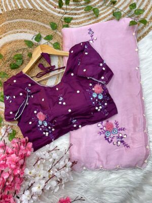 Very Soft Elegant Chinnon Fabric Sarees (11)