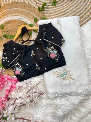 Very Soft Elegant Chinnon Fabric Sarees (2)