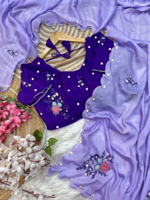 Very Soft Elegant Chinnon Fabric Sarees (7)